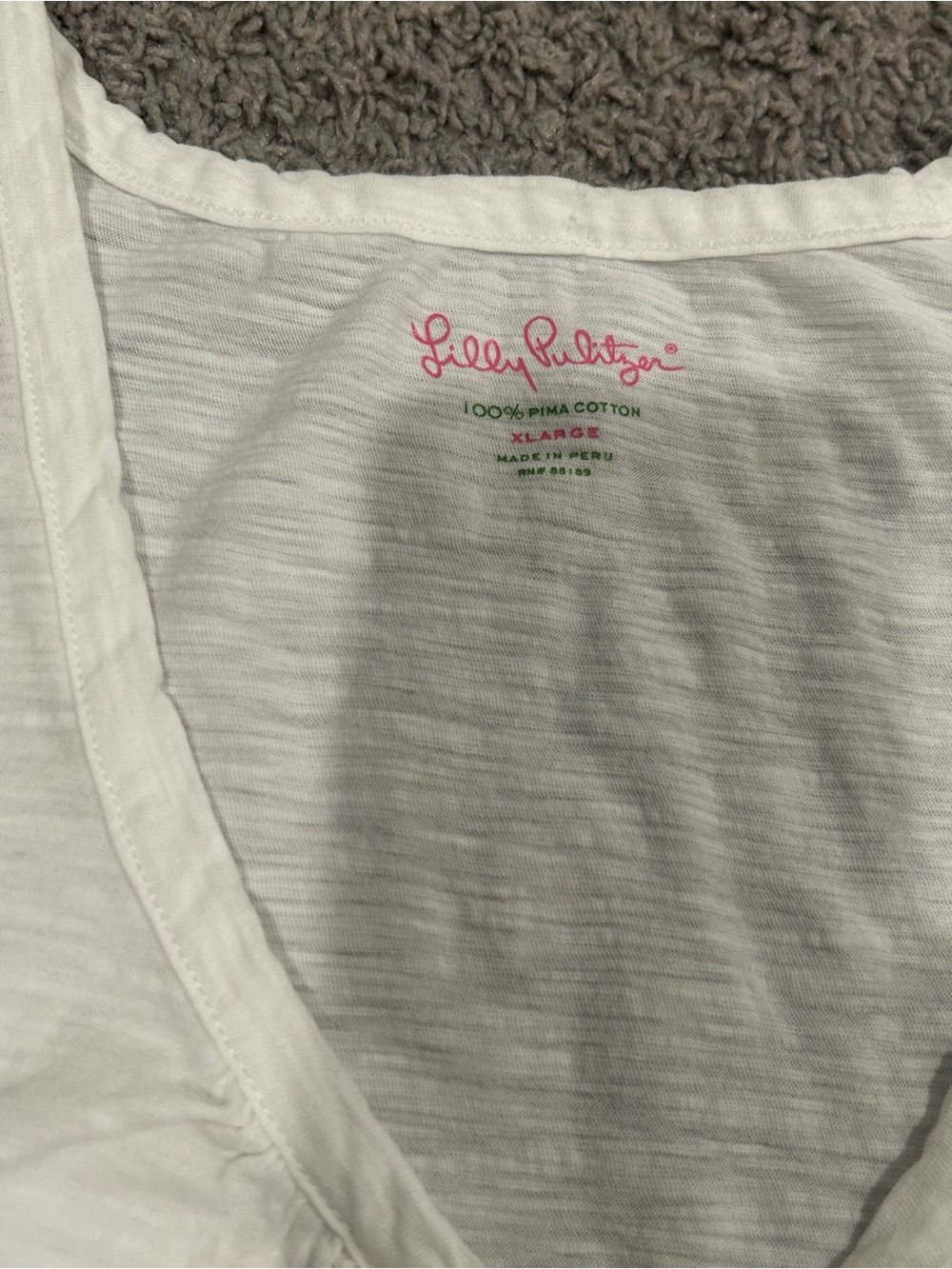 Lilly Pulitzer White V‑Neck Henley Tank Top size XL - Picture 7 of 8